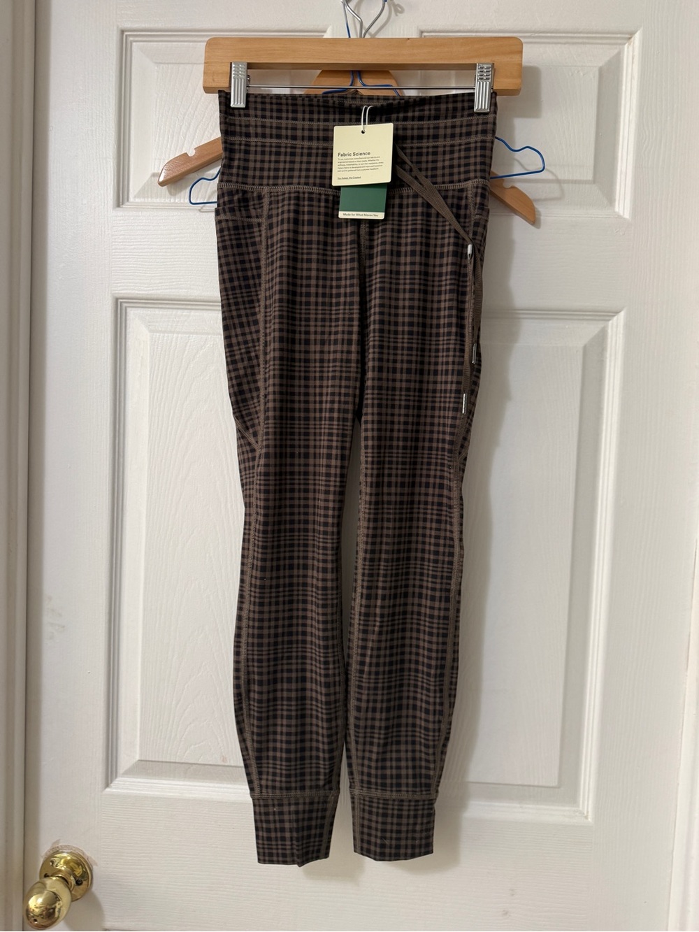 Halar Checkered Plaid Brown Active Joggers with High Waist size small - Picture 2 of 8
